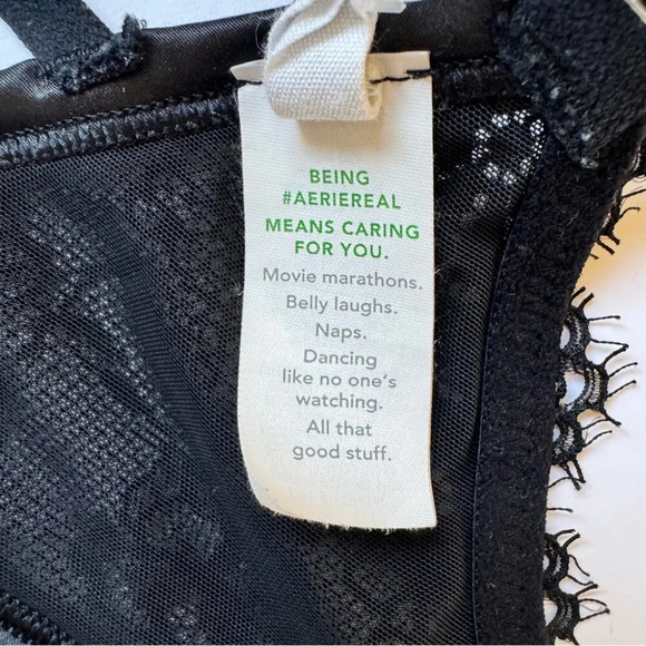 Aerie Softest Lace Lined Bralette Bra Black Stappy Comfy Sz XL - Picture 4 of 10